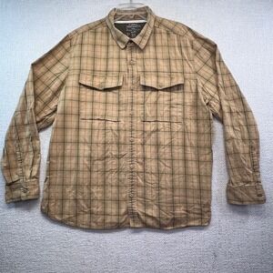 REI Co-op Men's XXL Tan Plaid Long Sleeve Button Down Outdoor Shirt